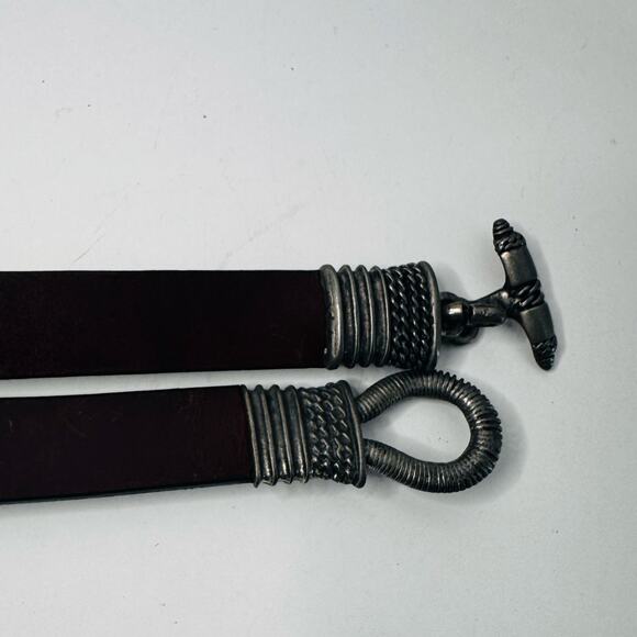 Chicos Boho Chic Belt Hook / Loop Buckle Brown Leather USA Small 35 Adjustable - Picture 6 of 8